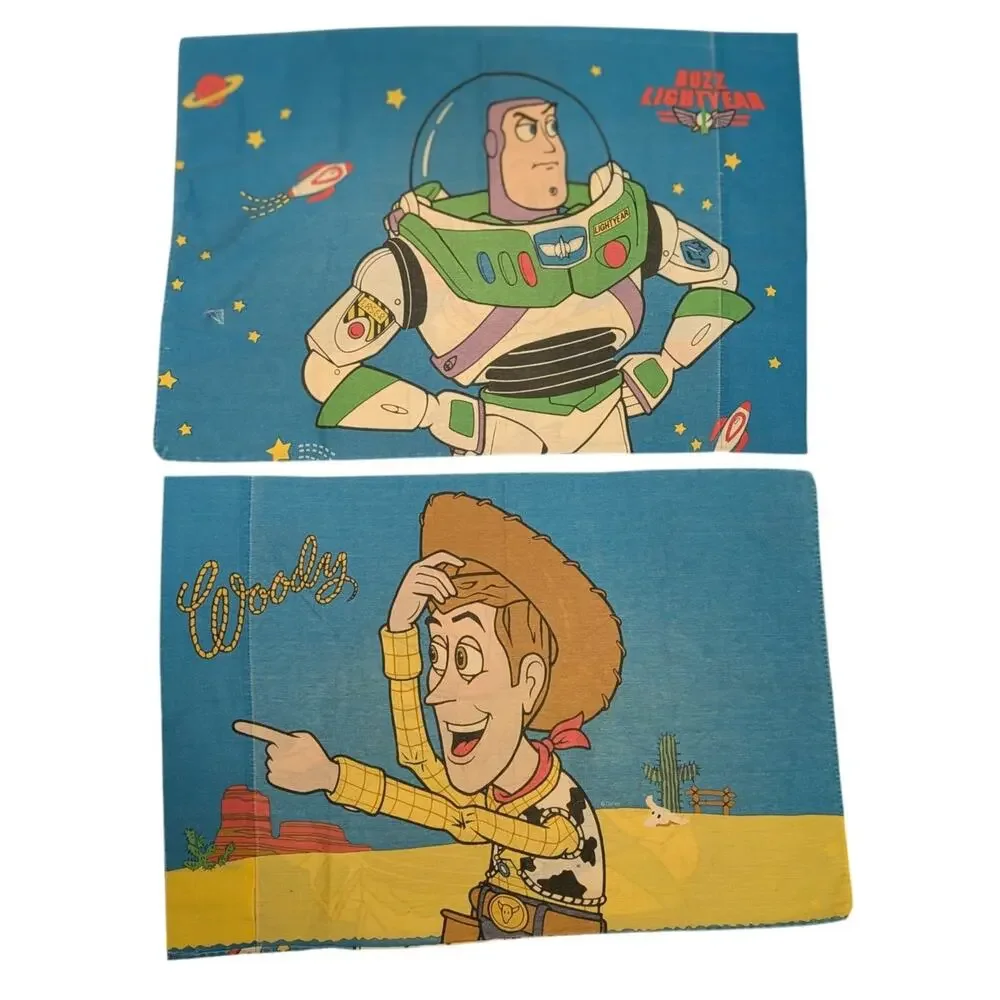 Vtg Toy Story Set of 2 Pillow Cases Woody and Buzz Lightyear